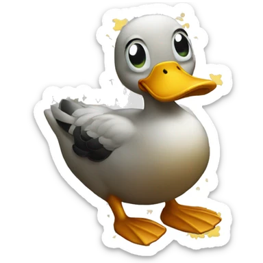 Duck playing puzzle sticker