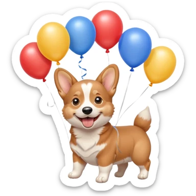 caricatura gorgi gales perrita celebrando feliz con globos y emocion  sticker