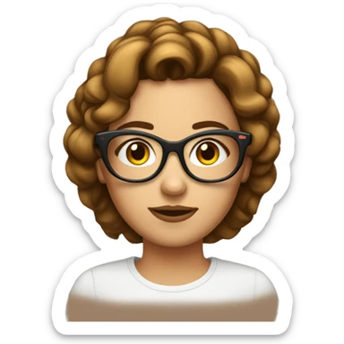 FEMME AVEC LUNETTES CHEVEUX COURTS yeux brun sticker