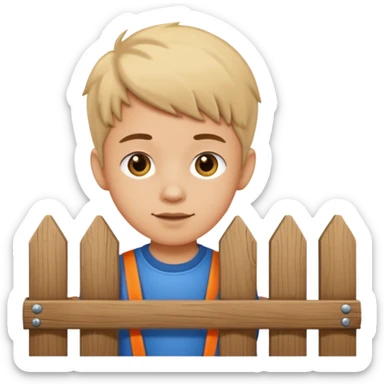 Cute boy working on fence  sticker