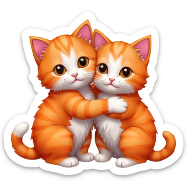 two hugging kittens on sunset sticker