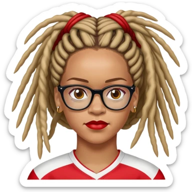Rihanna soccer mom dreadlocks island red and white jersey eyeglasses sticker