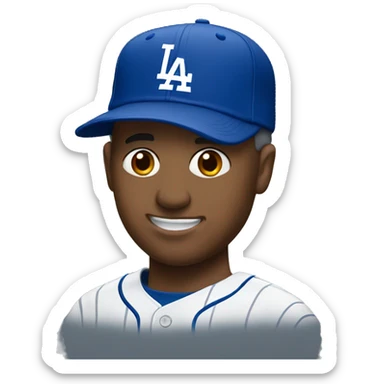 Man wearing Los Angeles Dodgers hat sticker