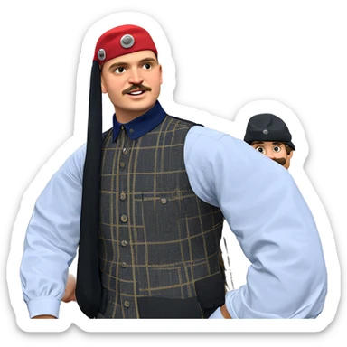 boys in berets with mustaches sticker
