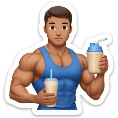 bodybuilder holding protein shake sticker