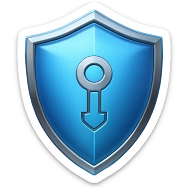 generate blue cyber shield with different  hack symbols sticker
