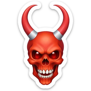 A red devil skull with horns sticker