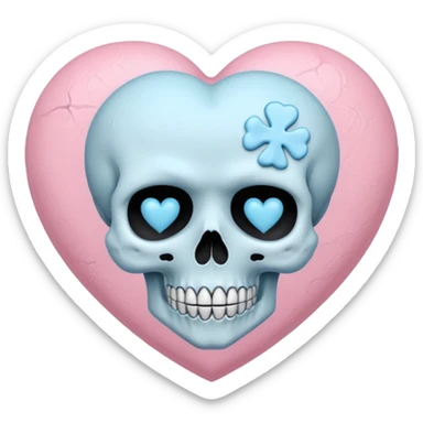 pastel goth heart with baby blue skull sticker