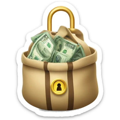 bag of money with lock icon on it sticker