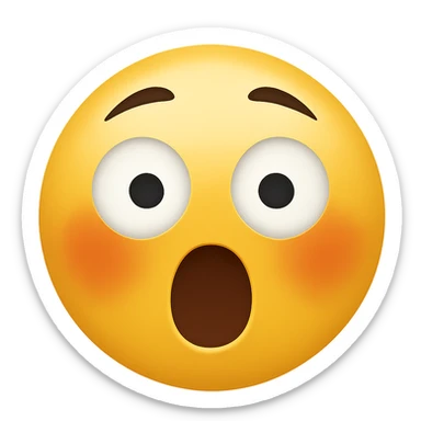 Create a shocked emoji in classic apple emoji style with no background, variant 8. The emoji should express surprise with wide eyes and open mouth, consistent with the classic emoji look. sticker