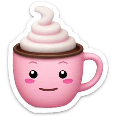 cute pink pastel mug with hot cocoa sticker