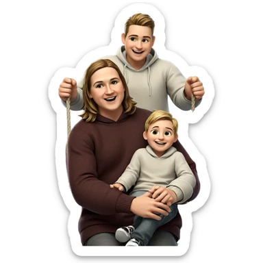 smiling boys on a swing sticker