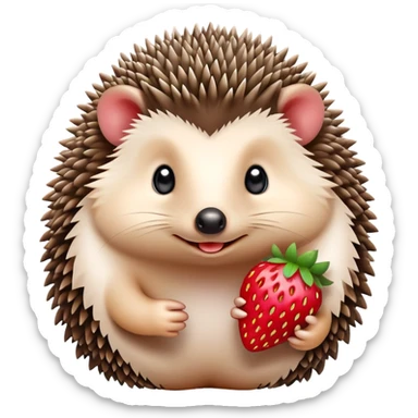 Cute hedgehog with a strawberry sticker