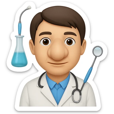 Make the dentist's nose much bigger. The original style is emoji style, but since emoji style does not support editing, use the general style editor to keep the emoji look and make the nose bigger with transparent background. sticker