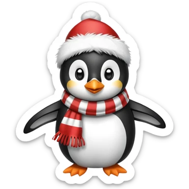A penguin wearing a Christmas scarf ￼ sticker
