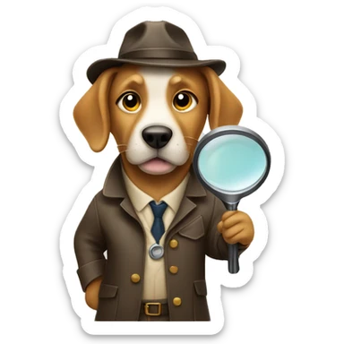 dog detective holding a magnifying glass sticker