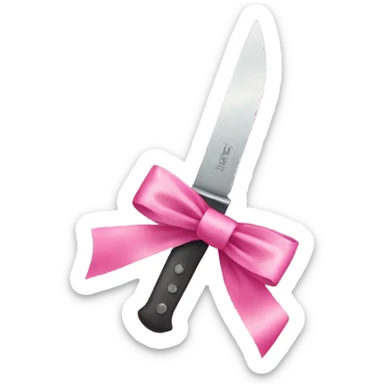 Knife with pink bow sticker