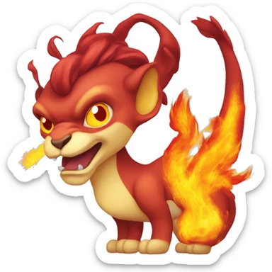red and yellow chimera with fire sticker