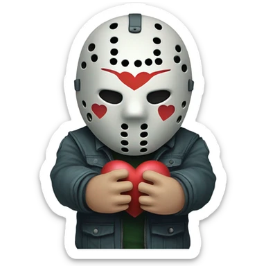 Jason voorhees with heart hands sticker