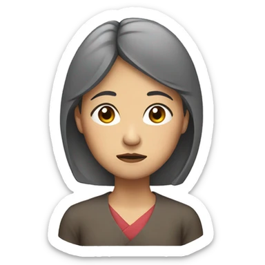 middle aged asian woman sad standing sticker