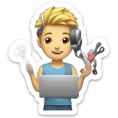 kid multitasking with 2 things at once sticker