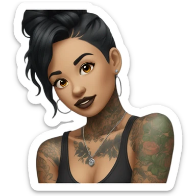 Tattooed girl black hair sticker