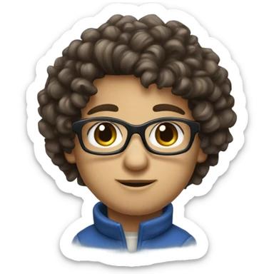 brune cheveux bouclés lunettes yeux bleus sticker