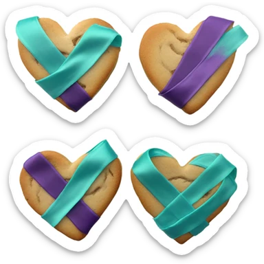 Heart cookie, teal purple suicide awareness ribbon sticker