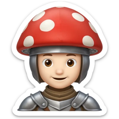 mushroom knight portrait, head and shoulders only, mushroom cap helmet, tiny armor collar, heroic smile, fantasy vibe, 3D cartoon, mobile game icon style, clean background, no text, no watermark
 
 sticker