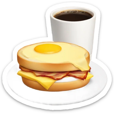 Bacon egg and cheese on a roll with a coffee sticker