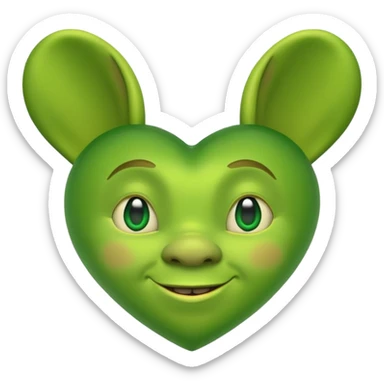 green heart emoji but with shrek ears sticker