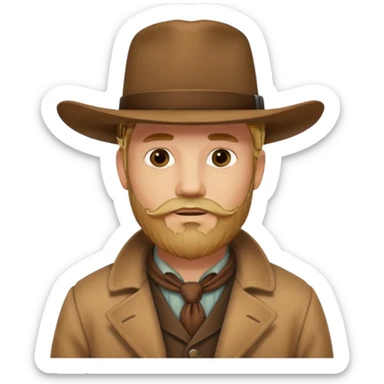 A blonde western man from America 1899 wild west with a hat and beard sticker