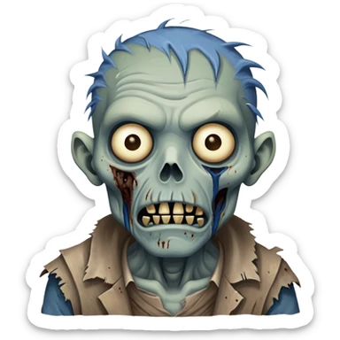 Cinematic Realistic WoW undead friendly zombie Portrait, depicted with decayed yet noble features, his weathered, pallid skin etched with ghostly blue veins and ancient scars. Clad in modest, tattered attire in muted browns and greys that remain consistently rugged, his hollow eyes burn with determined defiance. Rendered with lifelike texture and dramatic natural lighting, high shine, noble and resilient, capturing the stoic spirit of an undead veteran of Azeroth. sticker