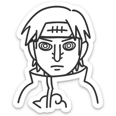 Nagato character as a line art icon, only black outlines, no fill, very simplified sticker