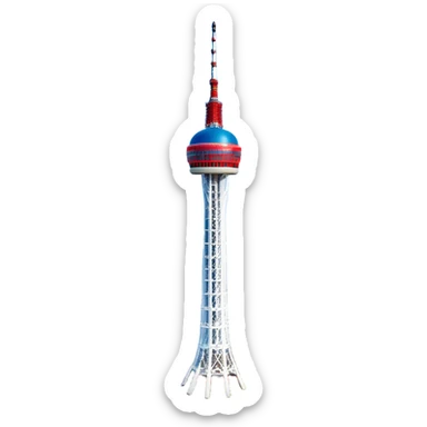 ​Cinematic Realistic N Seoul Tower, depicted in full daylight as a slender, single-column tower crowned by a cylindrical observation deck, set against a clear blue sky over Seoul’s vibrant cityscape, rendered with crisp architectural detail and bright, natural lighting that accentuates its modern elegance, sticker