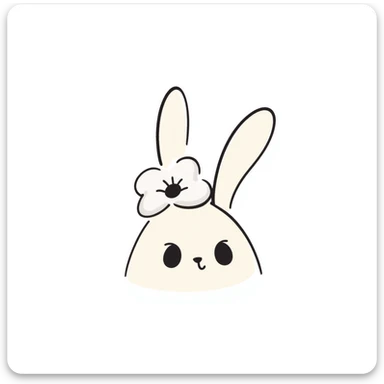 kawaii bunny with sparkly eyes and a huge smile, soft pastel colors, dreamy hand-drawn style sticker