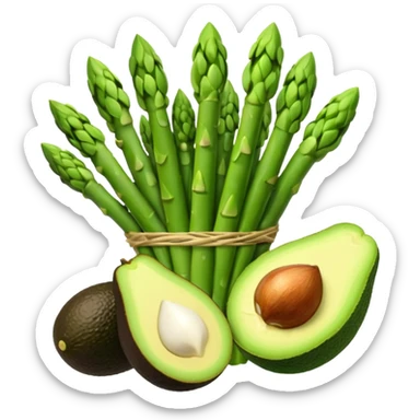 asparagus,avocado, broccoli, garlic sticker