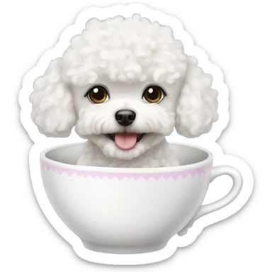 A white teacup poodle sticker
