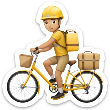 Courier + yellow helmet + delivery bag, City Cyclists. sticker