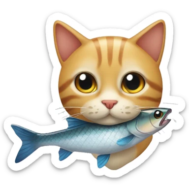 Gato con un pescado sticker