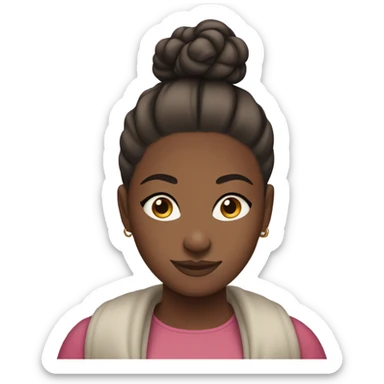 Curvy African teen girl, slick hair bun, wearing modest clothes sticker