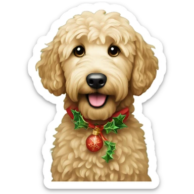 golden doodle with christmas decor  sticker
