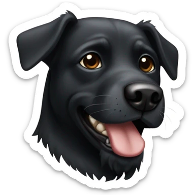 black dog with black beard on chin sticker