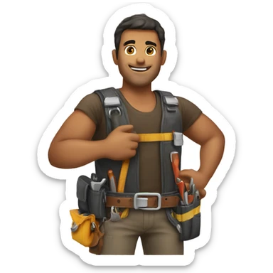 Guy with tool belt on sticker