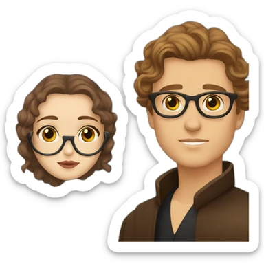 anakin with glasses and padme with hazel eyes, wavy hair sticker