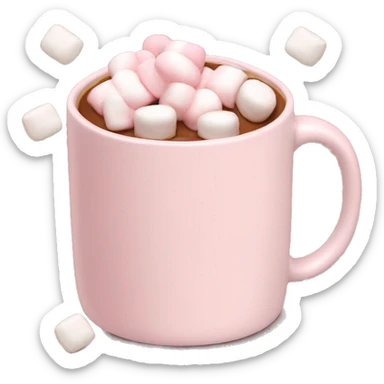 pale pink mug of cacao with mini marshmallows  sticker