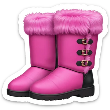 Cute pink fur boots sticker
