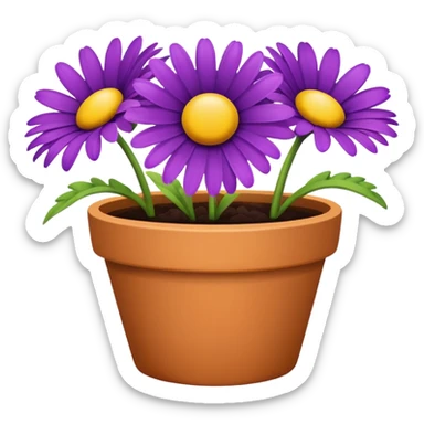 single purple daisy flower pot sticker
