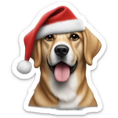 realistic dog portrait focus with Christmas hat sticker