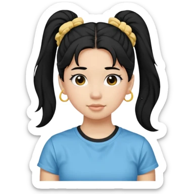 Teen girl with scrunchie ponytail black hair sticker